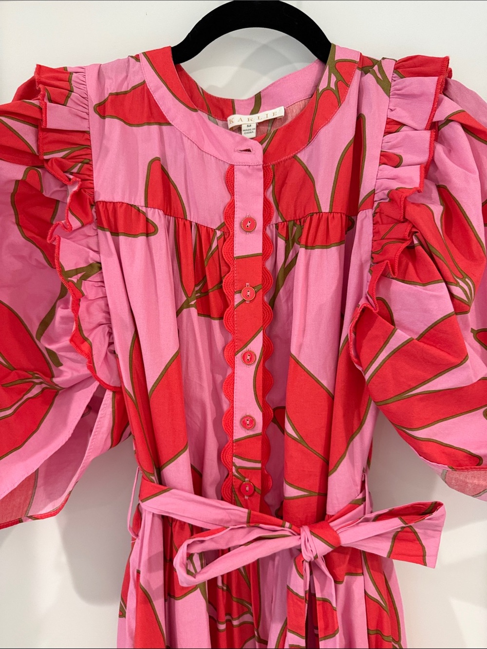 Karlie Pink Maxi Dress with Bold Red Floral Print - Picture 2 of 6